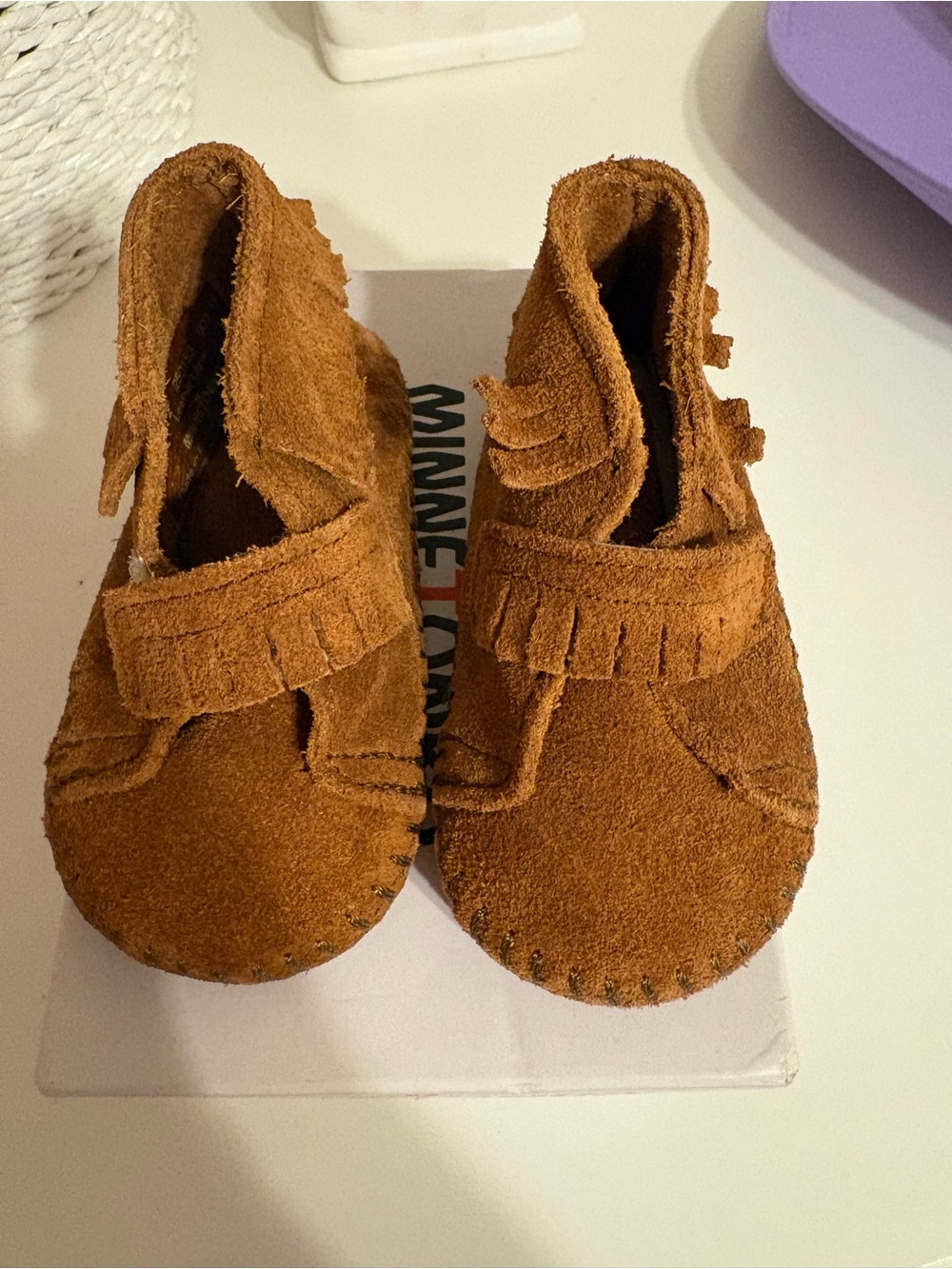 Children's Brown Suede Fringe Moccasin Shoes